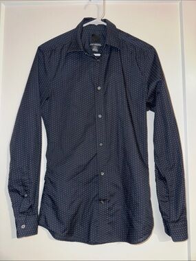 H&M Men's Black Shirt with White Microdot Pattern